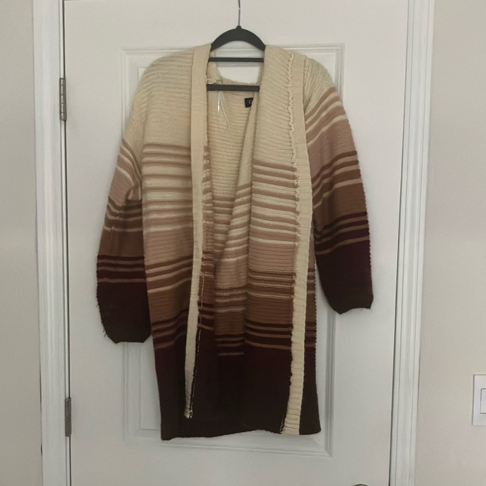 Gigio Cream and Brown Gradient Cardigan Sweater size S